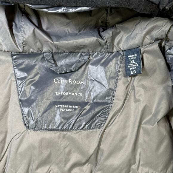 Club Room Men's Chevron Quilted Hooded Puffer Jacket Charcoal XL $125 - Picture 8 of 9